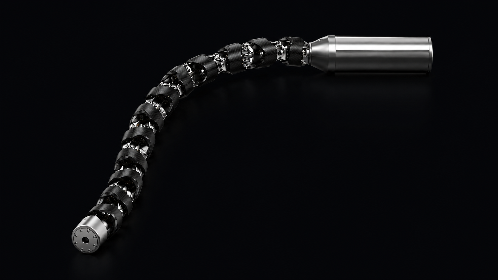 The Tentacle-Arm — segmented robotic arm, J-curve pose